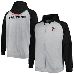 Atlanta Falcons Big & Tall Fleece Raglan Full-Zip Hoodie Jacket - Heather Gray Hoodies