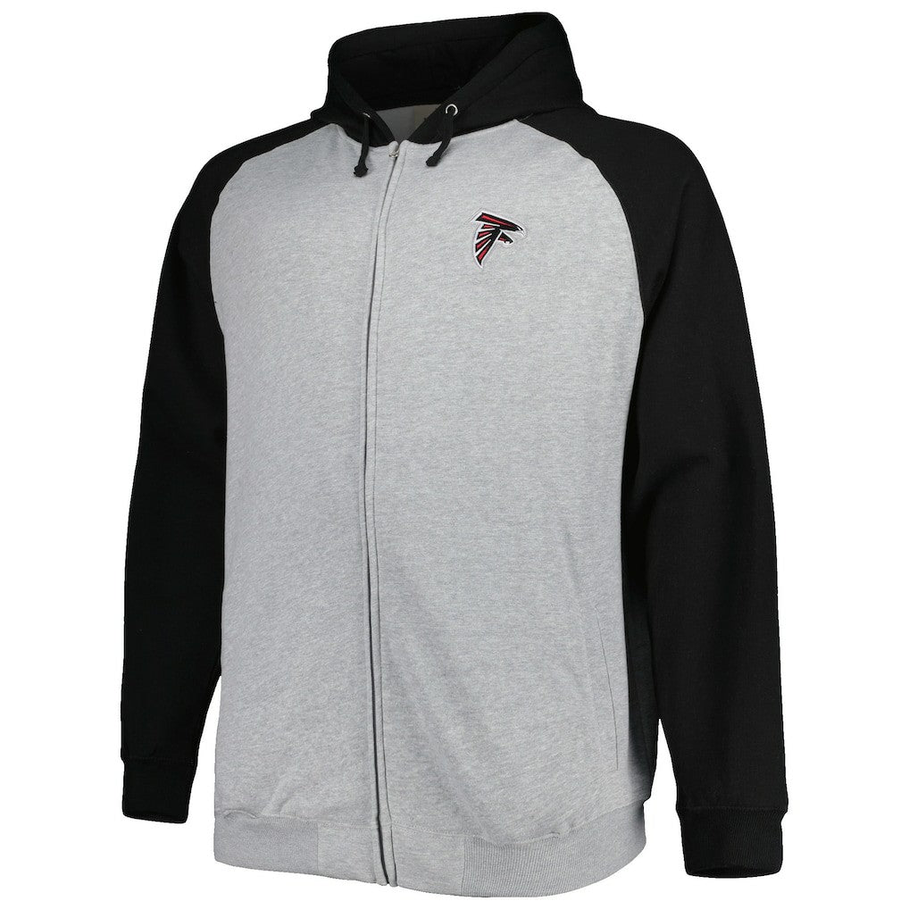 Atlanta Falcons Big & Tall Fleece Raglan Full-Zip Hoodie Jacket - Heather Gray Hoodies