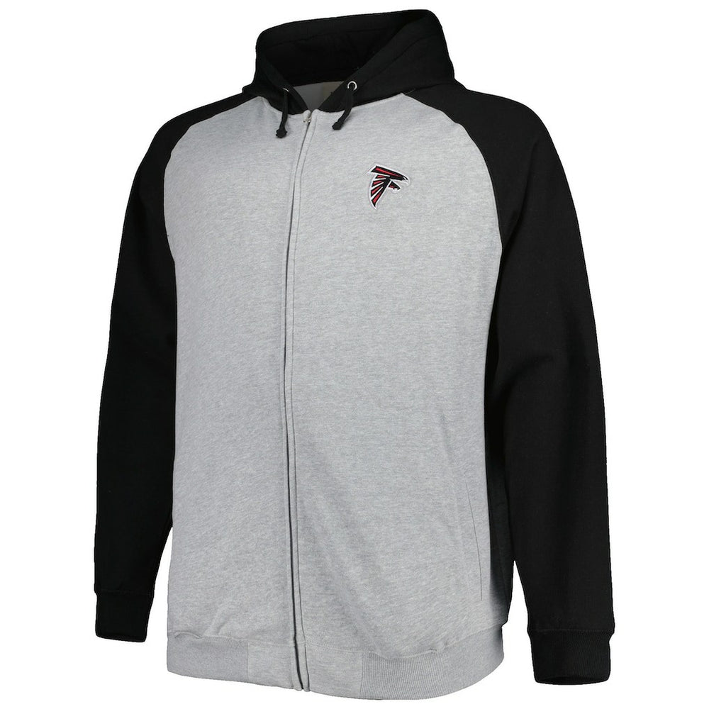 Atlanta Falcons Big & Tall Fleece Raglan Full-Zip Hoodie Jacket - Heather Gray Hoodies