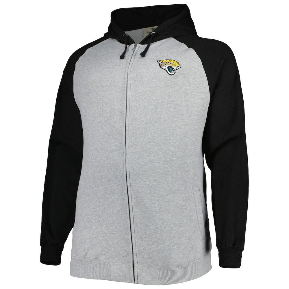 Jacksonville Jaguars Big & Tall Fleece Raglan Full-Zip Hoodie Jacket - Heather Gray Hoodies