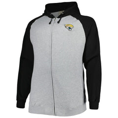 Jacksonville Jaguars Big & Tall Fleece Raglan Full-Zip Hoodie Jacket - Heather Gray Hoodies