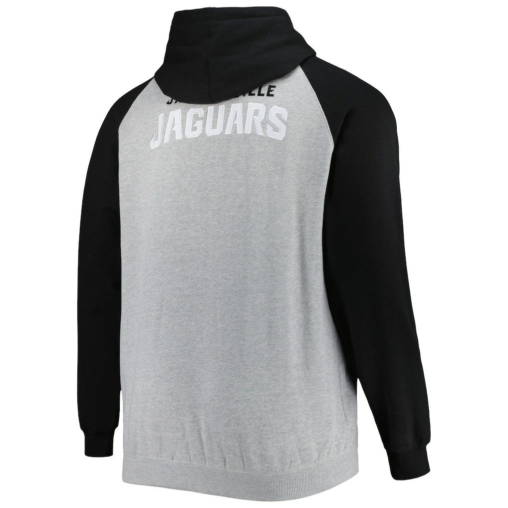 Jacksonville Jaguars Big & Tall Fleece Raglan Full-Zip Hoodie Jacket - Heather Gray Hoodies