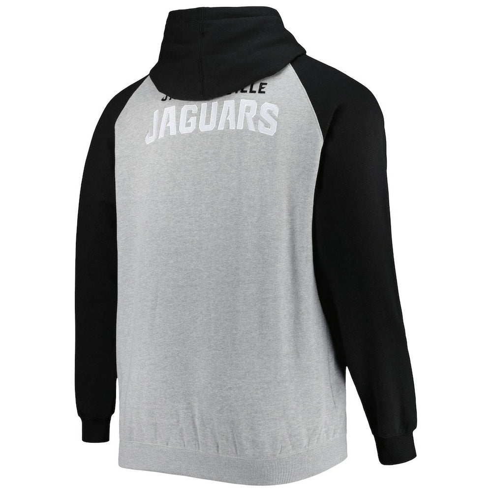 Jacksonville Jaguars Big & Tall Fleece Raglan Full-Zip Hoodie Jacket - Heather Gray Hoodies