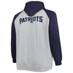 New England Patriots Big & Tall Fleece Raglan Full-Zip Hoodie Jacket - Heather Gray Hoodies