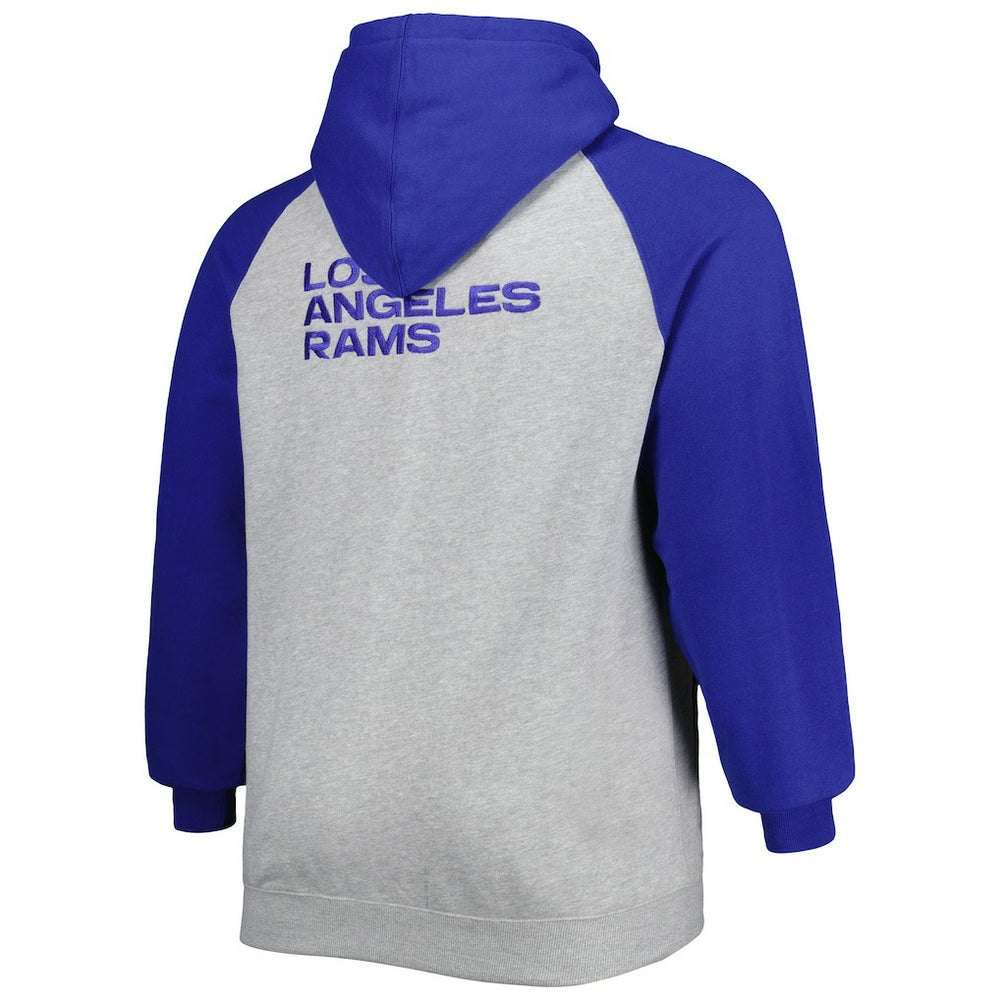 Los Angeles Rams Big & Tall Fleece Raglan Full-Zip Hoodie Jacket - Heather Gray Hoodies