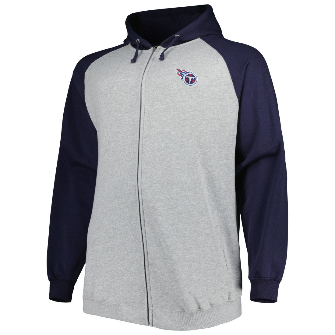 Tennessee Titans Big & Tall Fleece Raglan Full-Zip Hoodie Jacket - Heather Gray Hoodies