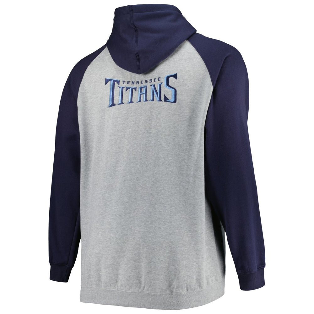 Tennessee Titans Big & Tall Fleece Raglan Full-Zip Hoodie Jacket - Heather Gray Hoodies