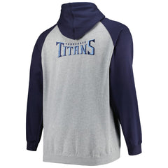Tennessee Titans Big & Tall Fleece Raglan Full-Zip Hoodie Jacket - Heather Gray Hoodies