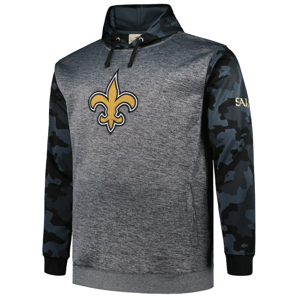 New Orleans Saints Big & Tall Camo Pullover Hoodie - Heather Charcoal Hoodies