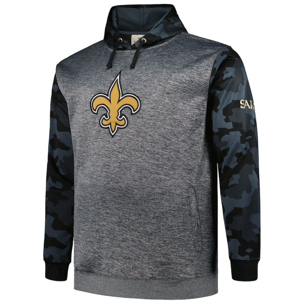New Orleans Saints Big & Tall Camo Pullover Hoodie - Heather Charcoal Hoodies