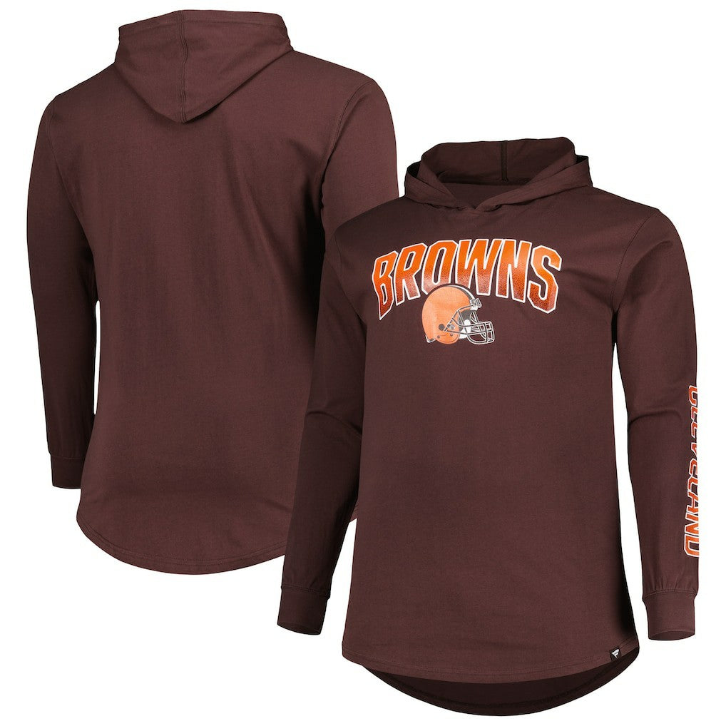 Cleveland Browns Big & Tall Front Runner Pullover Hoodie - Brown Hoodies