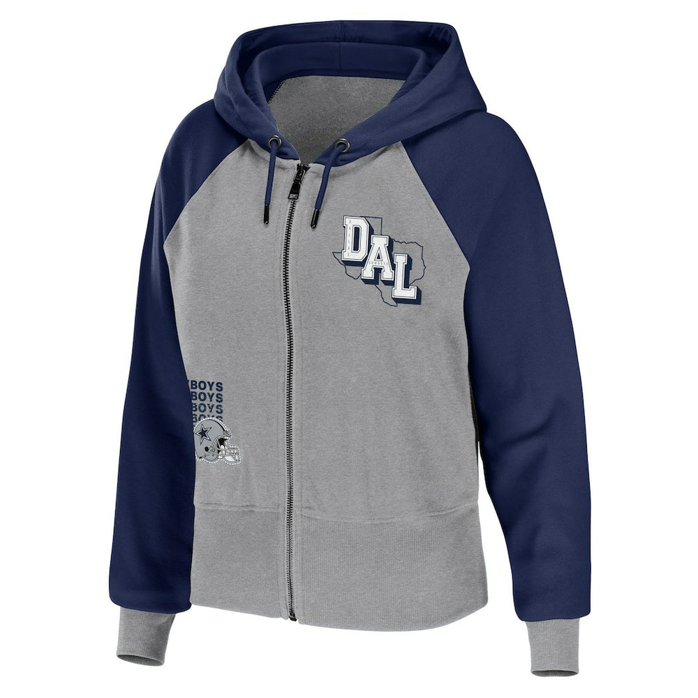 Dallas Cowboys WEAR by Erin Andrews Women's Colorblock Lightweight Full-Zip Hoodie - Silver Hoodies