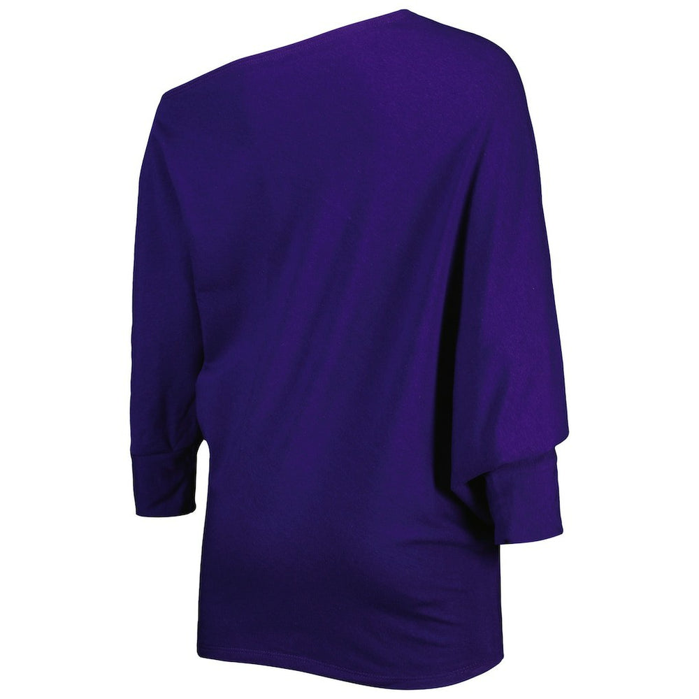 Baltimore Ravens KIYA TOMLIN Women's Twisted Tri-Blend Asymmetrical 3/4-Dolman Sleeve Sweatshirt - Purple Sweatshirts