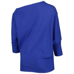 Buffalo Bills KIYA TOMLIN Women's Twisted Tri-Blend Asymmetrical 3/4-Dolman Sleeve Sweatshirt - Royal Sweatshirts