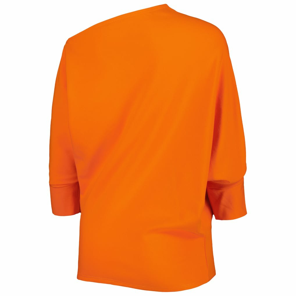Cincinnati Bengals KIYA TOMLIN Women's Twisted Tri-Blend Asymmetrical 3/4-Dolman Sleeve Sweatshirt - Orange Sweatshirts