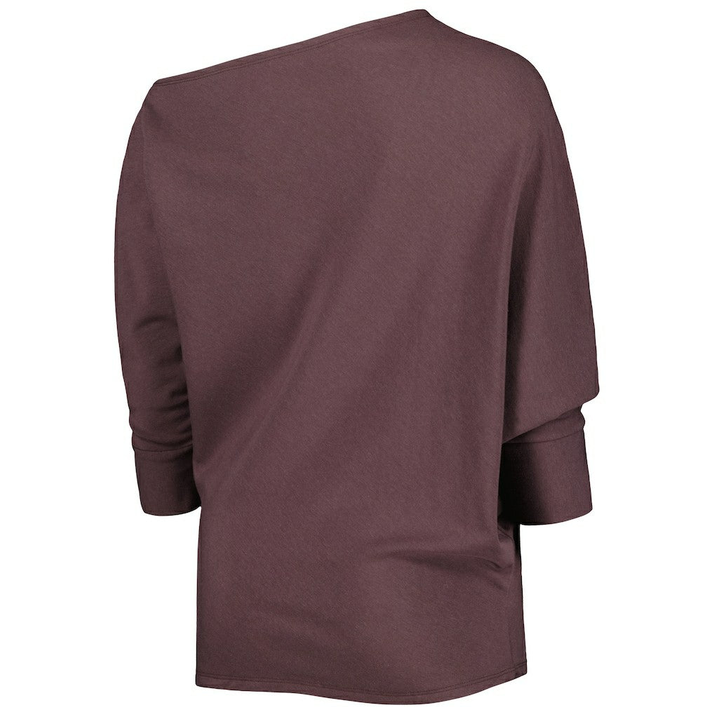 Cleveland Browns KIYA TOMLIN Women's Twisted Tri-Blend Asymmetrical 3/4-Dolman Sleeve Sweatshirt - Brown Sweatshirts