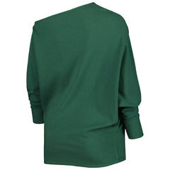 Green Bay Packers KIYA TOMLIN Women's Twisted Tri-Blend Asymmetrical 3/4-Dolman Sleeve Sweatshirt - Green Sweatshirts