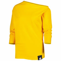 Pittsburgh Steelers KIYA TOMLIN Women's Twisted Tri-Blend Asymmetrical 3/4-Dolman Sleeve Sweatshirt - Gold Sweatshirts