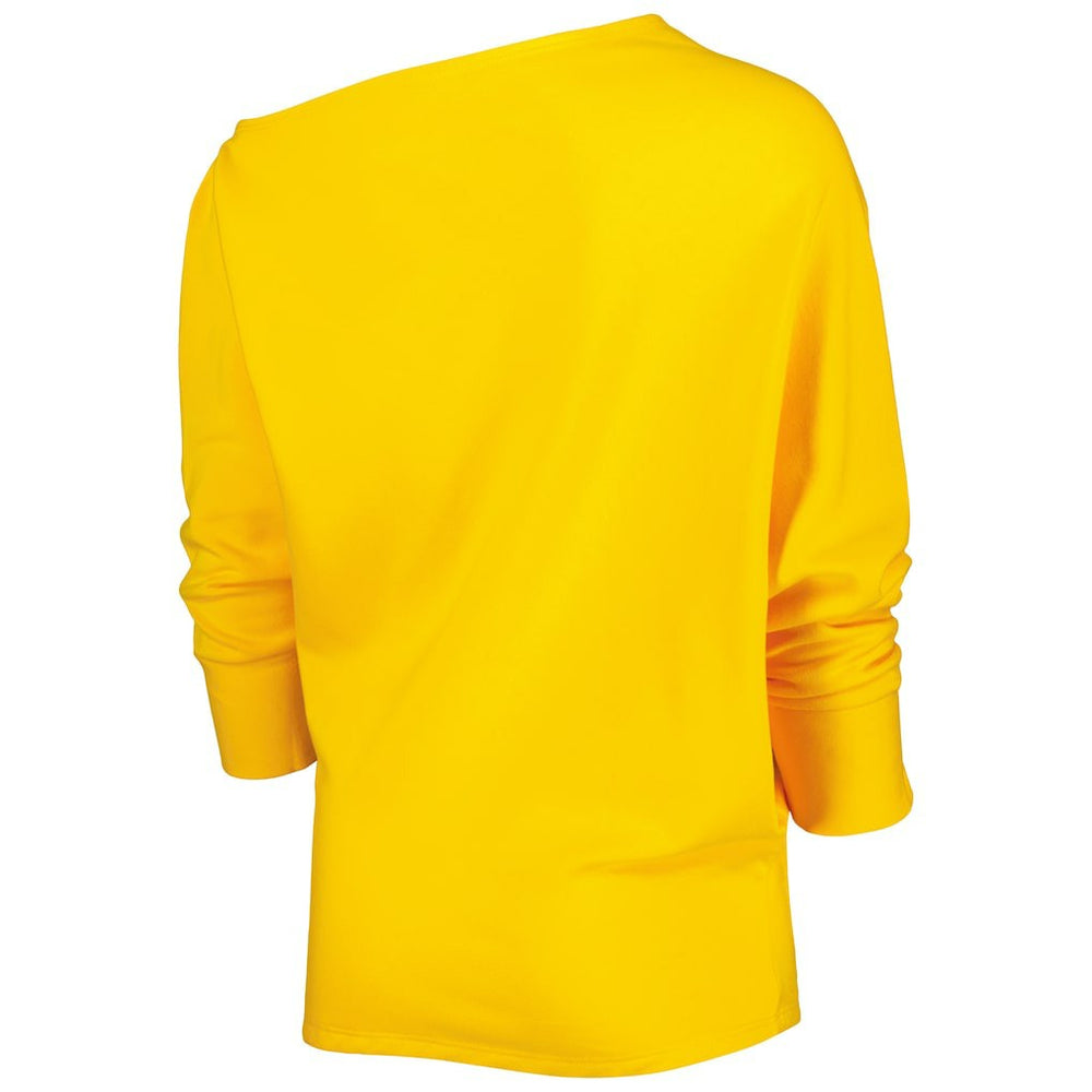 Pittsburgh Steelers KIYA TOMLIN Women's Twisted Tri-Blend Asymmetrical 3/4-Dolman Sleeve Sweatshirt - Gold Sweatshirts