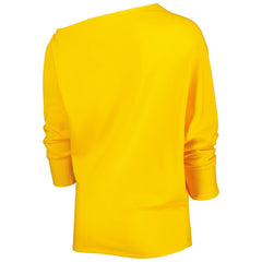 Pittsburgh Steelers KIYA TOMLIN Women's Twisted Tri-Blend Asymmetrical 3/4-Dolman Sleeve Sweatshirt - Gold Sweatshirts