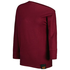 Washington Commanders KIYA TOMLIN Women's Twisted Tri-Blend Asymmetrical 3/4-Dolman Sleeve Sweatshirt - Burgundy Sweatshirts