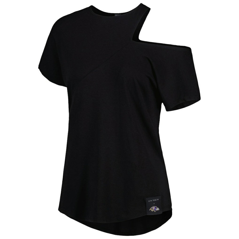 Baltimore Ravens KIYA TOMLIN Women's Cut Out Tri-Blend Shirt - Black