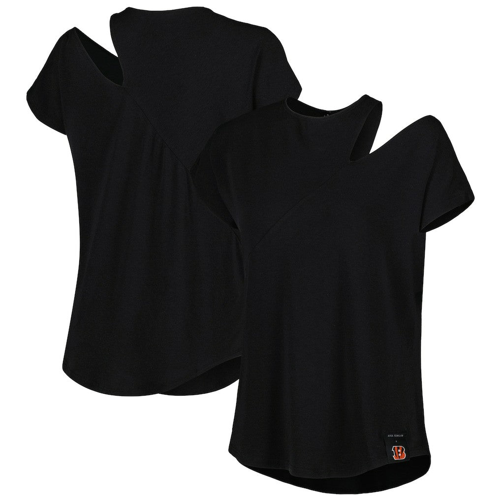 Cincinnati Bengals KIYA TOMLIN Women's Cut Out Tri-Blend Shirt - Black