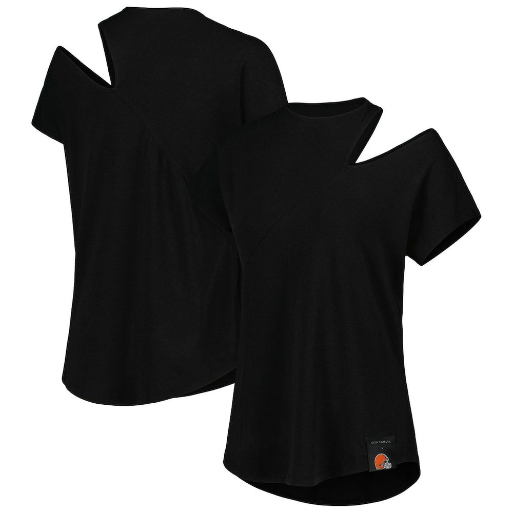 Cleveland Browns KIYA TOMLIN Women's Cut Out Tri-Blend Shirt - Black