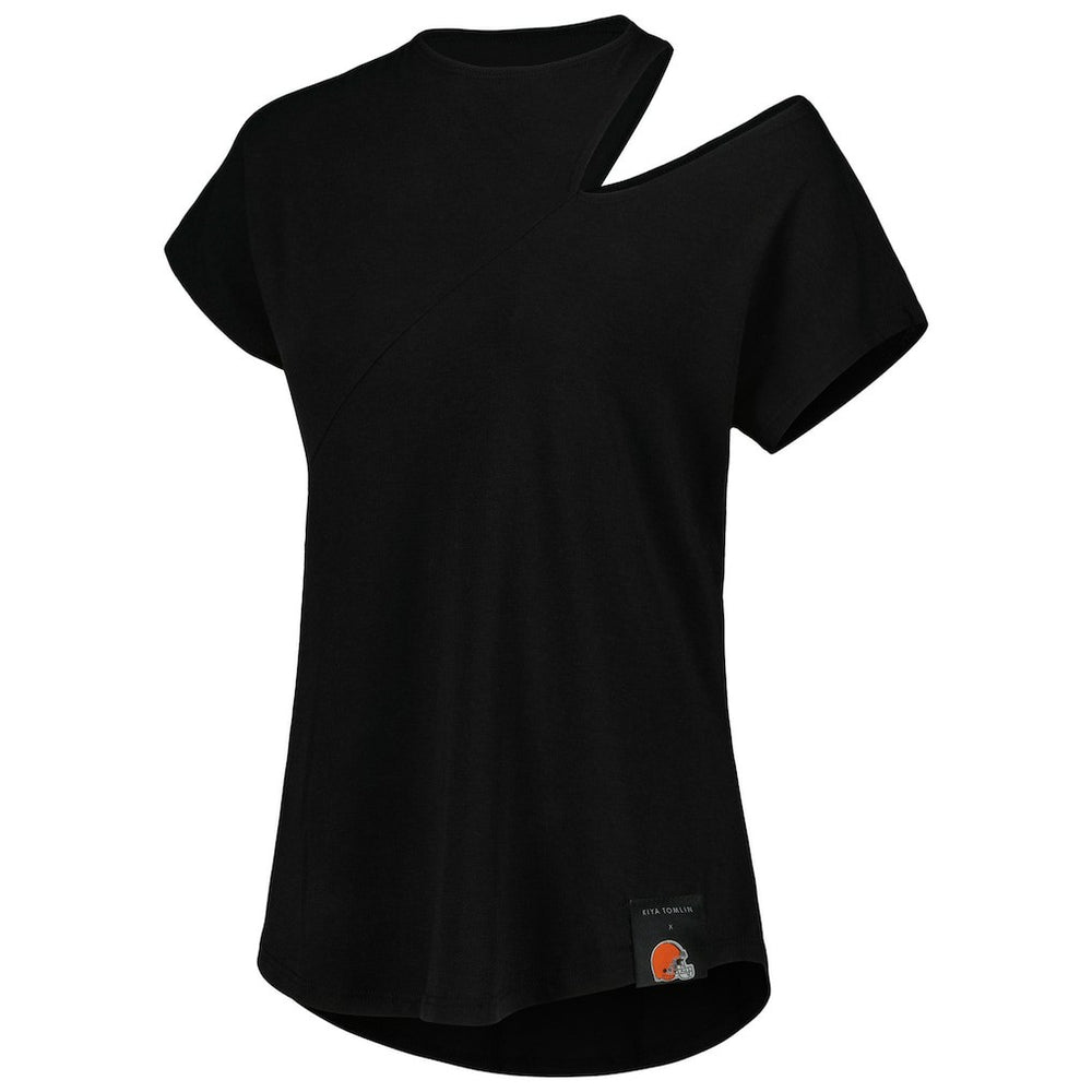 Cleveland Browns KIYA TOMLIN Women's Cut Out Tri-Blend Shirt - Black