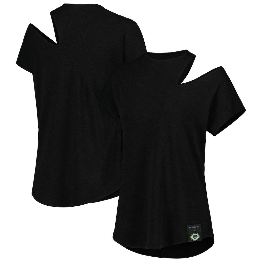 Green Bay Packers KIYA TOMLIN Women's Cut Out Tri-Blend Shirt - Black