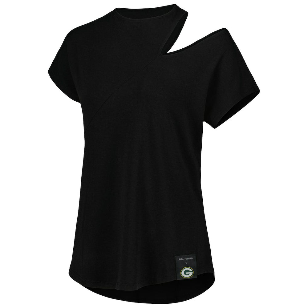 Green Bay Packers KIYA TOMLIN Women's Cut Out Tri-Blend Shirt - Black