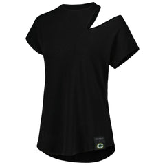 Green Bay Packers KIYA TOMLIN Women's Cut Out Tri-Blend Shirt - Black