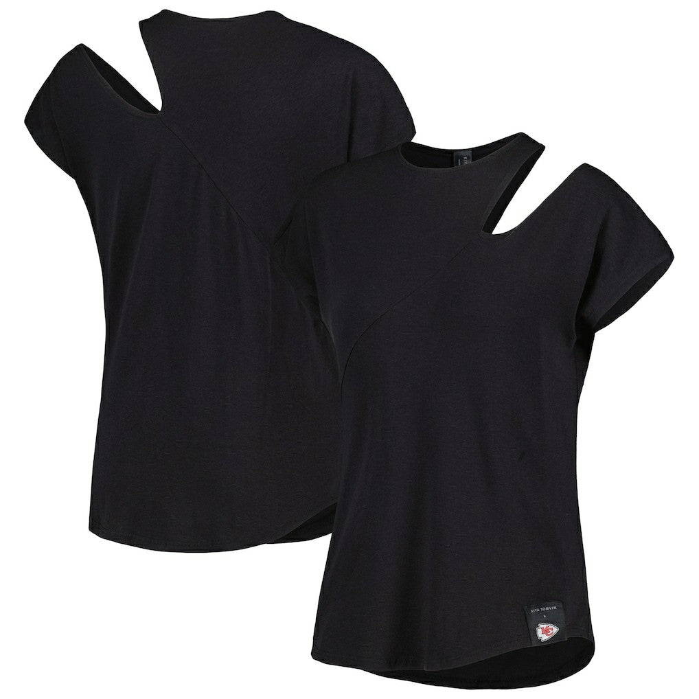 Kansas City Chiefs KIYA TOMLIN Women's Cut Out Tri-Blend Shirt - Black