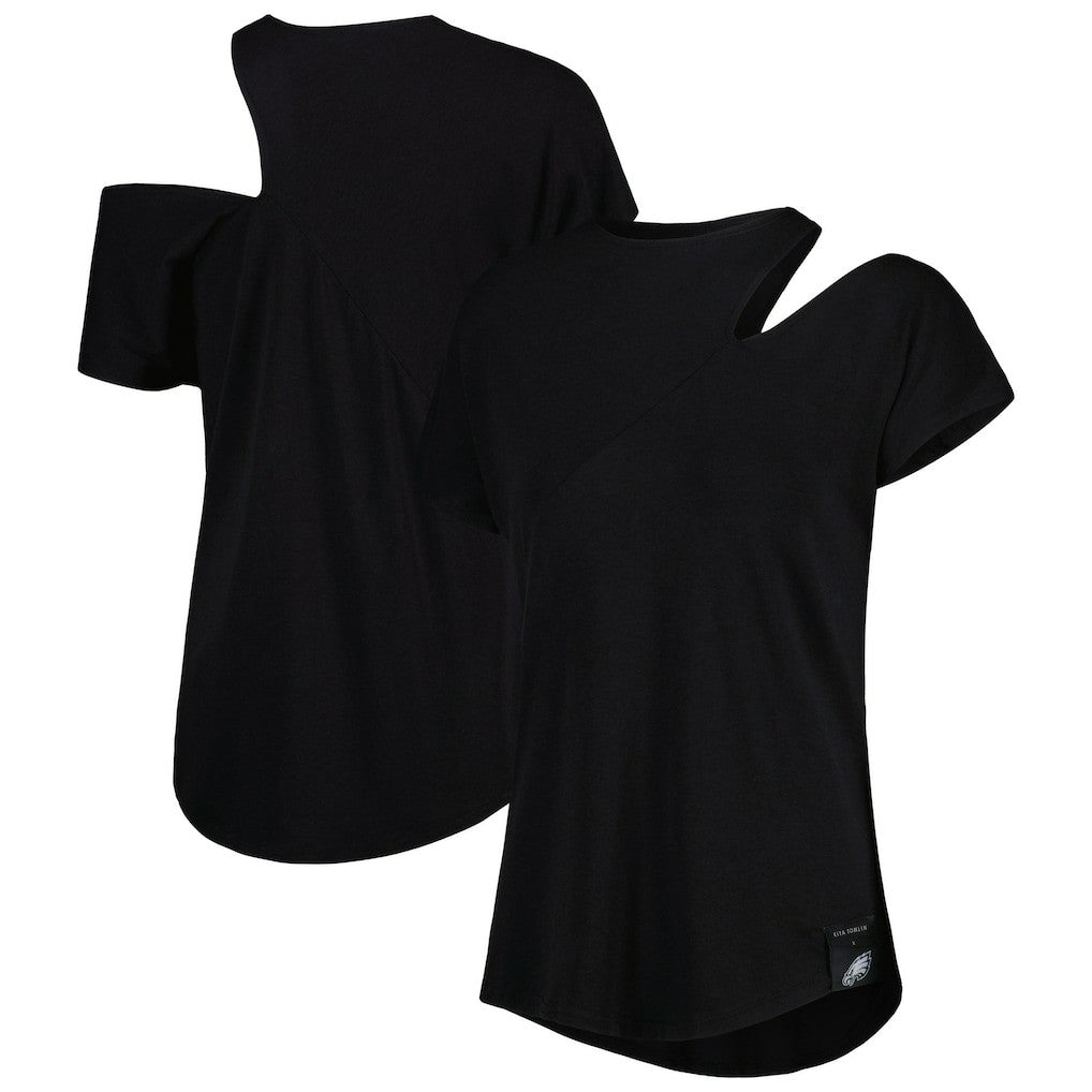 Philadelphia Eagles KIYA TOMLIN Women's Cut Out Tri-Blend Shirt - Black