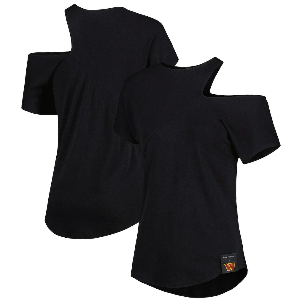Washington Commanders KIYA TOMLIN Women's Cut Out Tri-Blend Shirt - Black