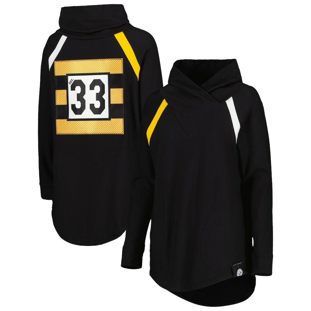 Pittsburgh Steelers KIYA TOMLIN Women's Tri-Blend Raglan Pullover Sweatshirt - Black Pullover