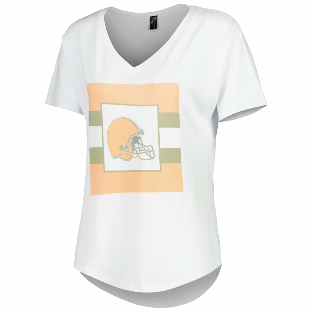 Cleveland Browns KIYA TOMLIN Women's Tri-Blend V-Neck T-Shirt - White T-shirts
