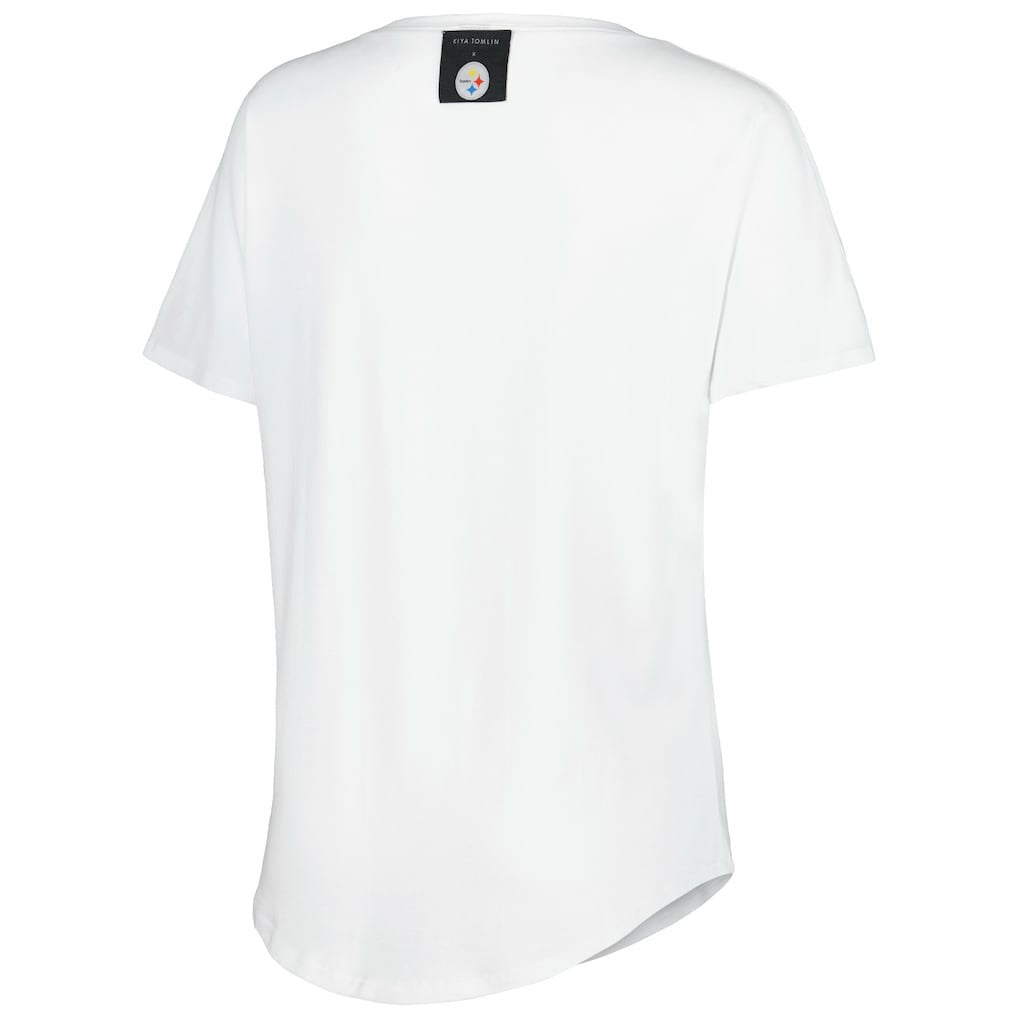 Pittsburgh Steelers KIYA TOMLIN Women's Tri-Blend V-Neck T-Shirt - White T-shirts