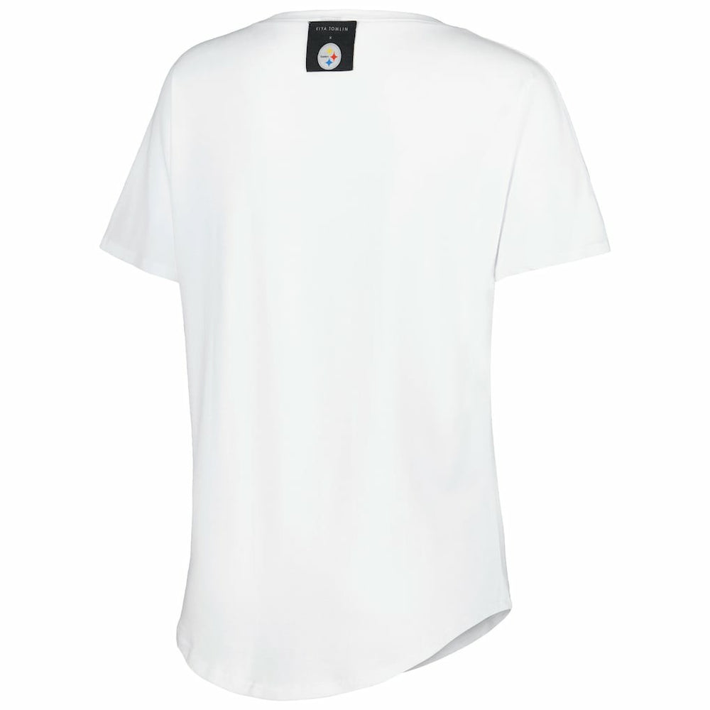 Pittsburgh Steelers KIYA TOMLIN Women's Tri-Blend V-Neck T-Shirt - White T-shirts