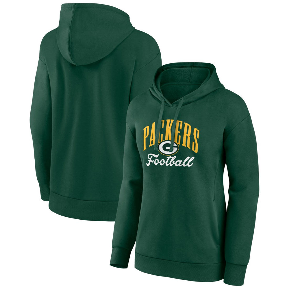 Green Bay Packers Women's Team Logo Victory Script Pullover Hoodie - Green Hoodies