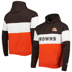 Cleveland Browns New Era Colorblock Current Pullover Hoodie - Orange Hoodies