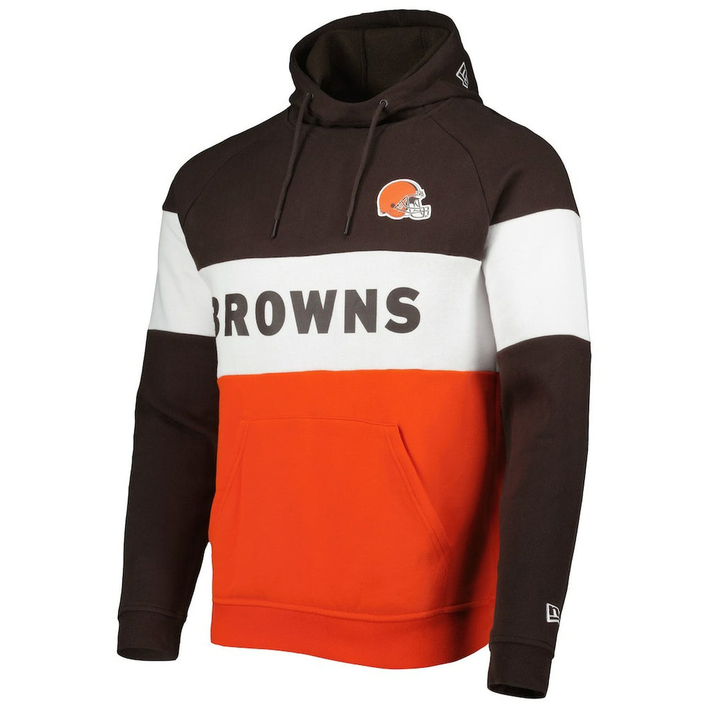 Cleveland Browns New Era Colorblock Current Pullover Hoodie - Orange Hoodies
