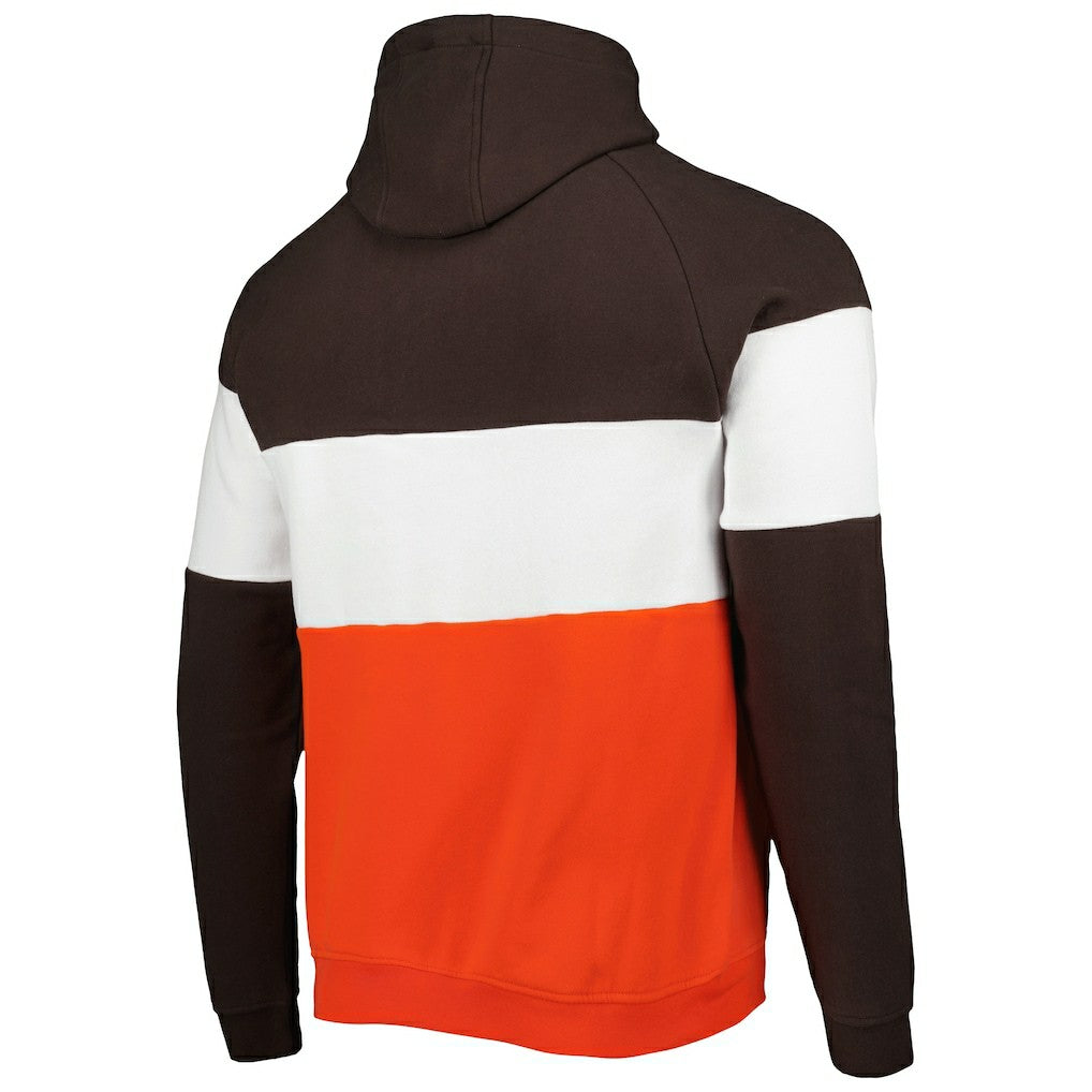 Cleveland Browns New Era Colorblock Current Pullover Hoodie - Orange Hoodies
