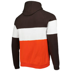 Cleveland Browns New Era Colorblock Current Pullover Hoodie - Orange Hoodies