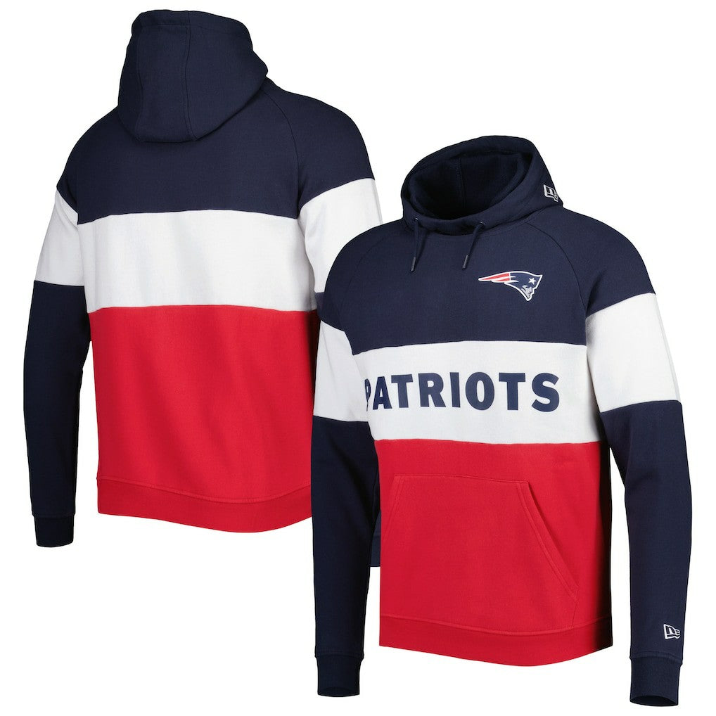 New England Patriots New Era Colorblock Current Pullover Hoodie - Red Hoodies