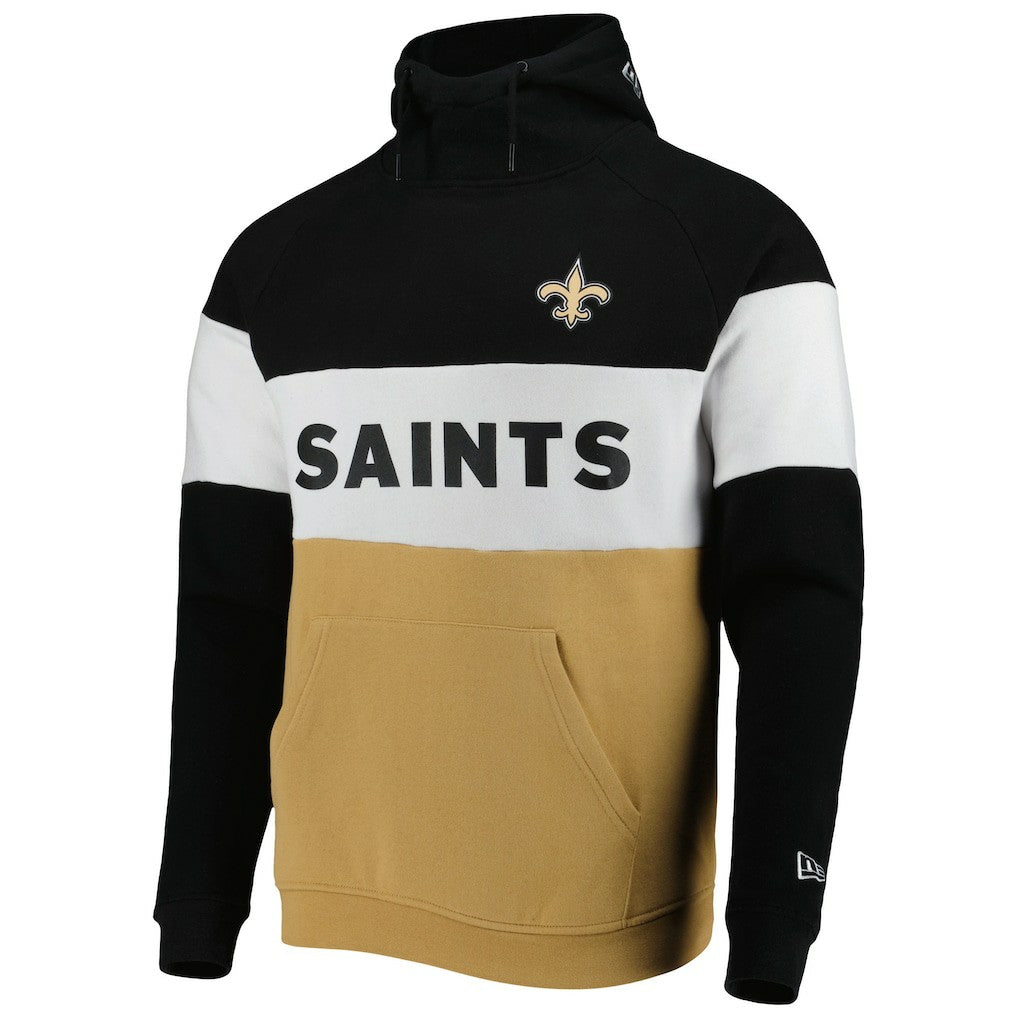 New Orleans Saints New Era Colorblock Current Pullover Hoodie - Gold/Black Hoodies