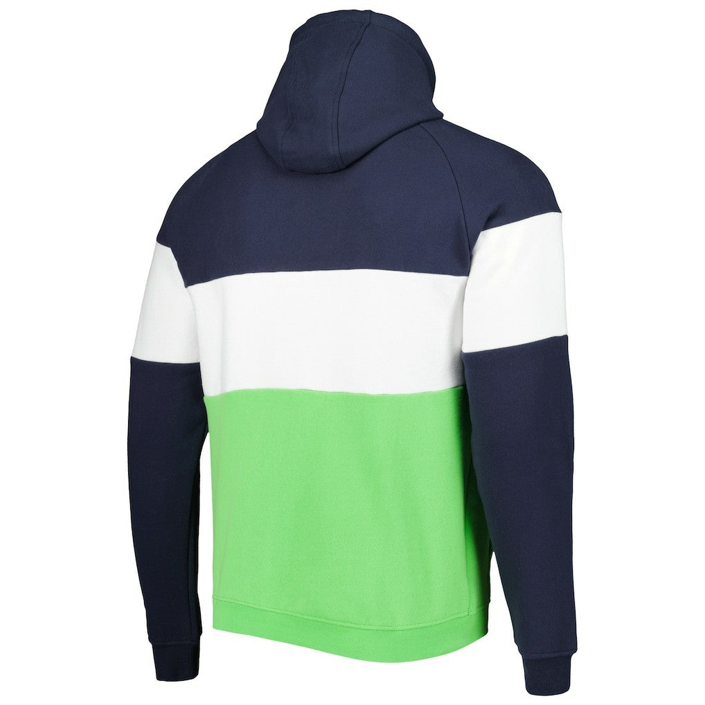 Seattle Seahawks New Era Colorblock Current Pullover Hoodie - Neon Green/College Navy Hoodies