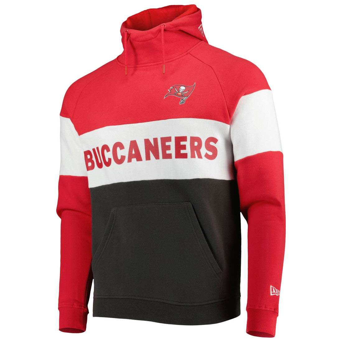 Tampa Bay Buccaneers New Era Colorblock Current Pullover Hoodie - Heather Charcoal/Red Hoodies