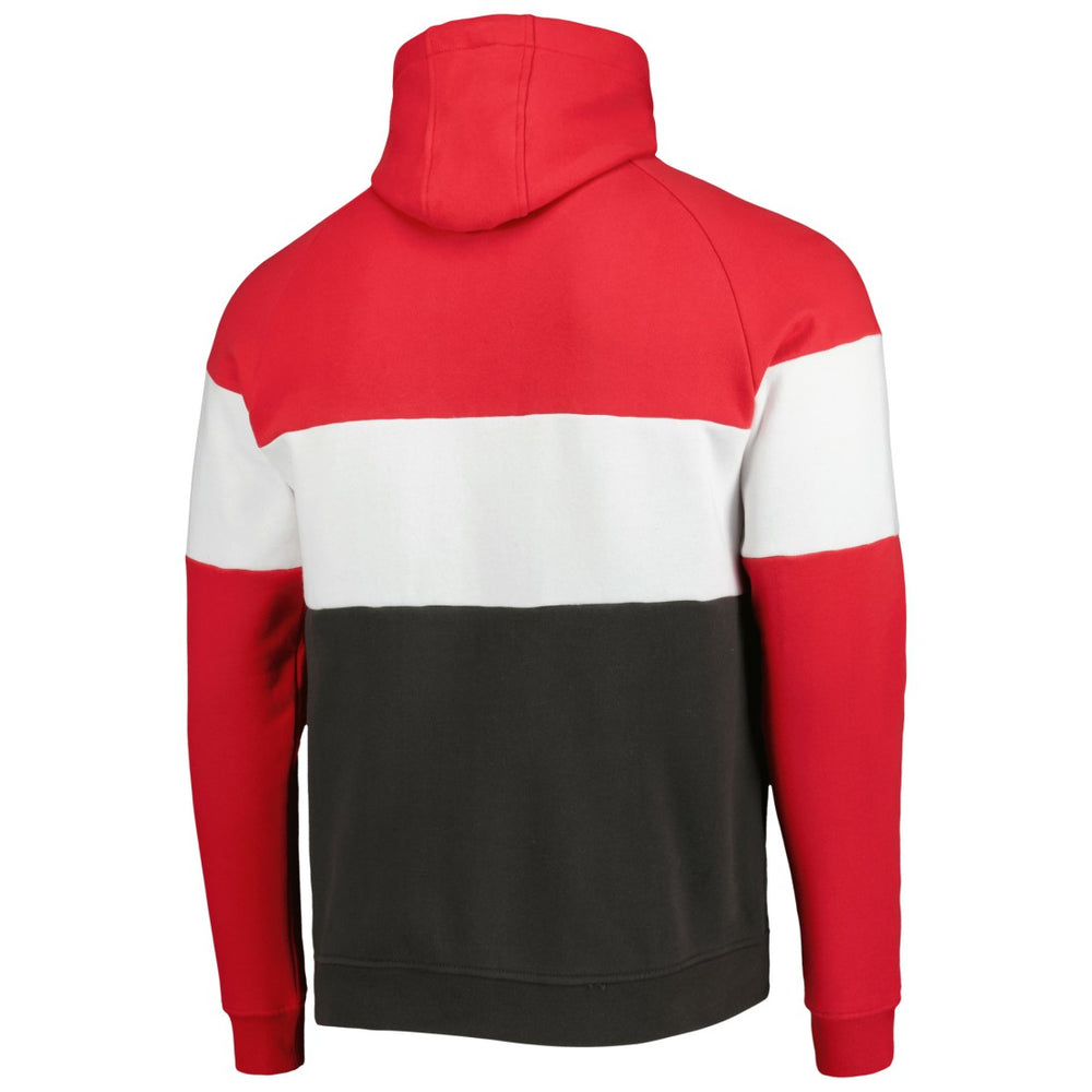 Tampa Bay Buccaneers New Era Colorblock Current Pullover Hoodie - Heather Charcoal/Red Hoodies