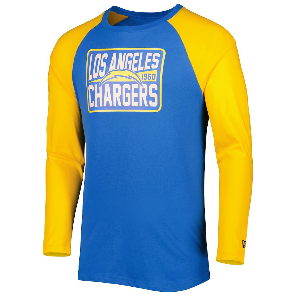 Los Angeles Chargers New Era Current Raglan Long Sleeve T-Shirt - Powder Blue T-shirts